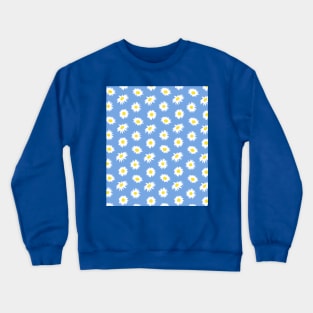 Daisy Ditsy Pattern on Blue Crewneck Sweatshirt